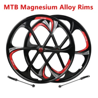 26 Inch Mountain Bike Magnesium Alloy Wheel 6 Spokes Bearing Hub Wheelset Bicycle MTB Disc Brake Rims Quick Release Cycling Part
