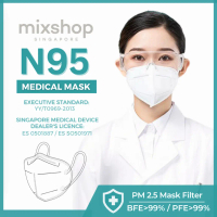 mixshop Medical N95 MASK Tested by Singapore Authorized Laboratory BFE>99%,  PFE>99% /PM 2.5 Mask Fi