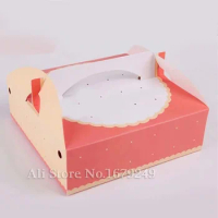 20.5x20.5x6.5cm pink 8 inch cheese cake pizza box food packing portable bread pizza sushi hamburger box 100pcs/lot