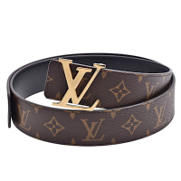 LV M0566V INITIALES 40系列Monogram帆布字母釦環腰帶/皮帶(黑-85CM)