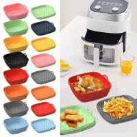 Square Dual Air Fryer Silicone Liners For Dual Air Fryer Basket Liners Reusable Silicone Pot Rectangular Air Air Fryers Pan