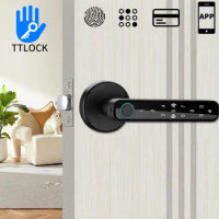 Biometric Door Handle Fingerprint Door Lock, Smart Door Lock with Handle,Keypad,Passcode Lock,Digital Electronic Lock