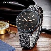 SINOBI Fashion Casual Watch Men Watches Top Brand Luxury Black Saat Business Geneva Quartz Wristwatches Relogio Masculino