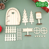 1Set 1:12 Dollhouse Miniature Christmas Decor Fairy Door Mailbox Fence Xmas Tree Ladder Model Doll House Accessories