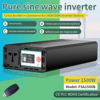 FSA 1500W Pure Sine Wave Car Inverter 12V/24V To AC 220V 2000W Voltage Transformer Power Converter Solar Inverter LED Display