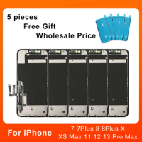5PCS/Lot Oled Screen For iPhone 7 8 Plus 11 X XS XR 12 Pro Max LCD Display For iPhone 10 XS Max 12 Mini Incell Screen Display