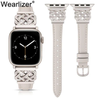 Wearlizer Leather Strap For Apple Watch Band 44mm 49mm 45mm 42mm 40mm 38mm Smart Watch Strap For IWatch Series Ultra 9 8 7 6