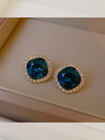 塔蘭高級感藍寶石耳飾年新款潮時尚耳釘女小眾設計感網紅耳環
