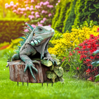 Eyuaseah penyodok taman kalis air dan tahan karat, hiasan iguana, penyodok taman iguana kalis air, h