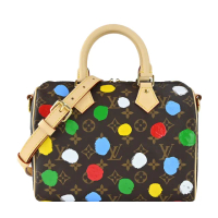 【Louis Vuitton 路易威登】M46433 LV x YK Infinity Dots 圓點印花 Speedy Bandouliere25帆布兩用包(卡其)