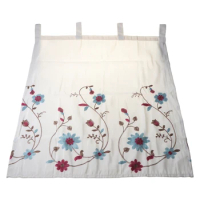 2024 New Korean Floral Embroidery Short Window Curtain Rod Pocket Valance for Kitchen
