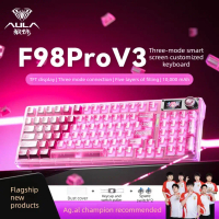 คีย์บอร์ดเมคานิคัลไร้สายบลูทูธสามโหมด AULA F98Pro V3 พร้อมหน้าจอ TFT แสงไฟ RGB ไฟแบ็กไลท์ปุ่มครบชุดแ