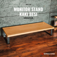 Stand Monitor Industrial Dudukan Monitor Laptop Kayu Kaki Besi Minimalis