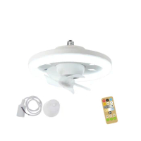 Ceiling Fan Light 60W 3-Speed Cooling Fan Ceiling Light Remote Control E27 Lamp Holder Electric Fan Lamp A