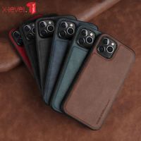 For iPhone 12 13 Pro Case Luxury Vintage Leather + Soft TPU Protective Back Cover for iPhone12 mini 13 Pro Max чехол X-Level