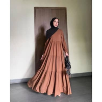 GONEGANI OFFICIAL - Dress Wanita Simple Bahan Soft Viscose Rayon Amara Dress Basic XL Brownzen
