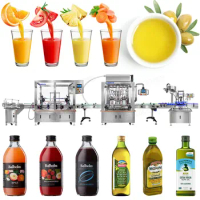 Manufacturers Automatic Olive Oil Fruit Juice Wine Bottle Washing Filling Capping Machine Line