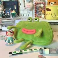Desktop Organizer Big Mouth Frog Pen Bag Kawaii Large Capacity Cosmetic Pouch Pencil Bag Zipper Plush Pencil Cases Award Gifts