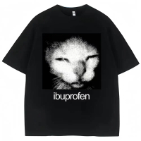 2026 Vintage Funny Ibuprofen Cat Meme Graphic T Shirt men Women Humor Fashion T Shirts Oversized Cas
