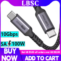 USB3.1 Gen 2 Cable 100W 5A PD Video Cable Type C 4k 60Hz Display Monitor Cable for MacBook Pro Xiaomi Samsung S21 Note20 Cord
