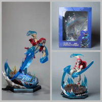 Anime Demon Slayer GK Twelve Kizuki Akaza luminescent Battle scene statue PVC Action Figure Collectible Model Toy boxed