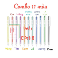 [Combo 11 bút 11 màu] Bút bi nước mực gel bấm nhiều màu 0.5mm Deli xinh xắn nhanh khô viết đều trơn 