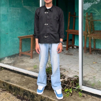 Workshirt Zipper Fireman Clasp Hitam Black Longsleeve Lengan Panjang Boxyfit Oversize by Sisasatu.id