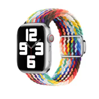 Single-loop elastic adjustable two-color nylon braided applewatch watch band with buckle soft braided strap for apple watch