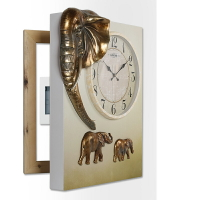 麗盛歐式電表箱裝飾畫壁掛鐘客廳無框畫時鐘掛表臥室靜音油畫鐘表