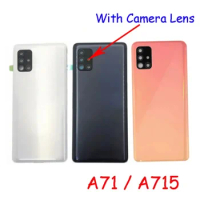 AAAA Quality 100% For Samsung Galaxy A71 A715 Back Battery Cover With Camera Lens Housing Case Repair Parts
