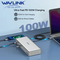 WAVLINK DisplayLink Docking Station Quad HDMI Monitors 5K 4K@60Hz 19-In-1 10Gbps Data Transfer For Laptops M1 M2 Mac &amp; Windows