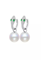 Lara S925 silver green eyes snake earrings