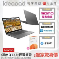 【Lenovo送微軟M365+1TB雲端硬碟】IdeaPad Slim 3 14吋輕薄筆電 82KT00RFTW(R3-5300U/8GB/512GB/Win11)