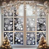 Mirror Tile Sticker Festive Snowflake Window Stickers 6pcs Set for Glass Door Fireplace Christmas Electrostatic Film for Home