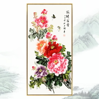 新中式鉆石畫滿鉆花開富貴牡丹鉆石繡客廳玄關簡約現代貼鉆十字繡