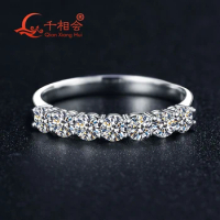 3.5mm 0.2ct Seven Stones Half Eternity Band 925 Sterling Silver Ring D VVS color moissanite Wedding Jewelry Rings Engagement