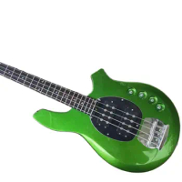 Customized electric bass guitar M Bongo metal green 5-string HH active pickup
