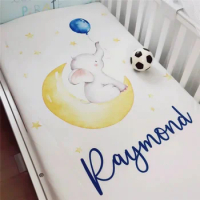 Personalised Standard Mini Babi Cot Crib Fitted Sheet Mattress Cover Cutom DIY Newborn Infant Bedding Set Baby Birthday Gift