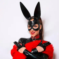Sexy Leather Rabbit Ears Masks for Women Cosplay Masks Bdsm Halloween Masquerade Party Props for Half Face Sex Toys Accessories