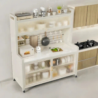【靚白家居】岩板台面五層電器架 100公分 S544(餐櫃 餐廚櫃 電器櫃 置物架 廚房電器架 中島)