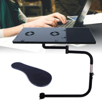 Versatile Laptop Holder 360° Rotation Laptop Stand Mouse Table Stainless Steel Clamp Keyboard Support with USB Fan &amp; Mouse Pad