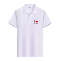 2024 Couple Summer Short sleeved T-shirt Men's Love POLO Shirt Flip Collar Versatile Casual Breathable Top