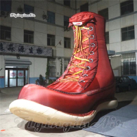 Customized 6m Red Huge Advertising Inflatable Martin Boots Model Artistic Shoe Replica For Promotion Event