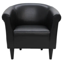 Mainstays Faux Leather Bucket Accent Chair, Black accent chair