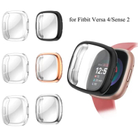 Screen Protector For Fitbit Versa 4/Sense 2 Case Accessories Soft TPU Plated Case All-Around Protective Screen Full Cover Bumper