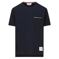 【THOM BROWNE】男款 胸前口袋 圓領短袖T恤-深藍色(1號USA-S、2號USA-M、3號USA-L、4號USA-XL)