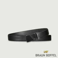 【BRAUN BUFFEL 德國小金牛】台灣總代理 時尚紳士 鏡面拉絲自動扣皮帶-鎗色/BF25S-RO031-SGU