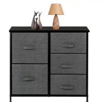 3-Tier Storage Dresser with 5 Non-woven Fabric Drawers for Living Room