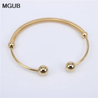 Cuff Bangle &amp; Bracelet Stainless Steel Bangle for Men Women Vintage Jewelry Ornament Wholesale Gold Color LH751