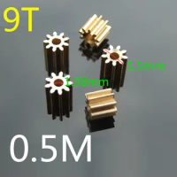 10/5PCS/LOT 0.5 Modulus 0.5M 92A Copper Gear 9 Tooth 2mm Hole Metal Gear 0.5 Mode Spindle Gear DIY Helicopter Robot Toys